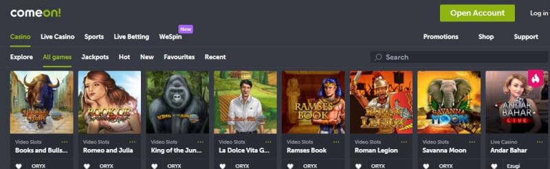 comeon website offers gambling games, الإيداع الأول الإضافي والعروض الترويجية لشعار اللاعبين الجدد