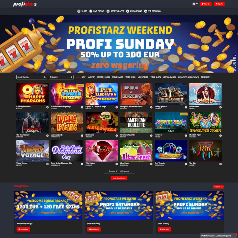Profistarz Casino screenshot 1