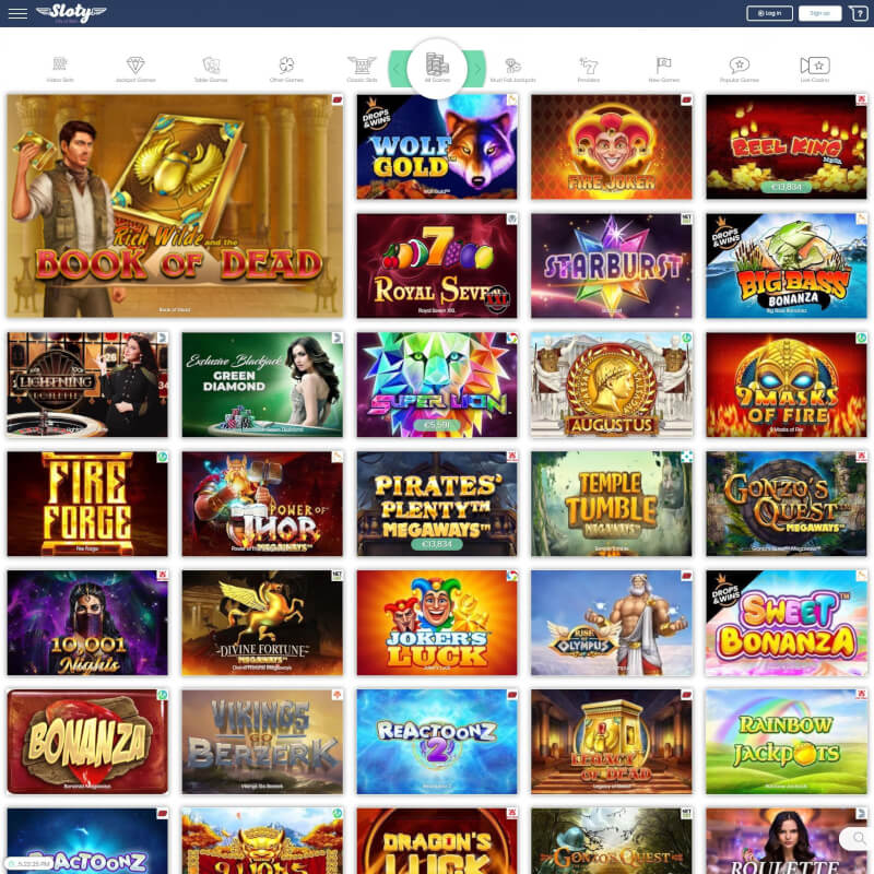 Sloty Casino screenshot 2
