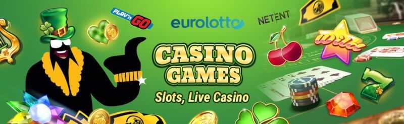 eurolotto casino offers numerous casino games like lotto games, slots, live gambling games like blackjack, baccarat and roulette-logo