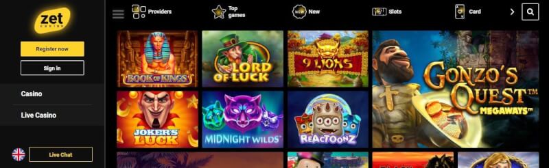 zet casino homepage provides casino games, مكافأة الإيداع الأول وحملات شعار اللاعبين الجدد