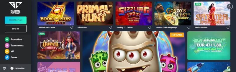 buran casino homepage offers gambling games, مكافأة الإيداع الأولى والعروض الترويجية لشعار اللاعبين الجدد