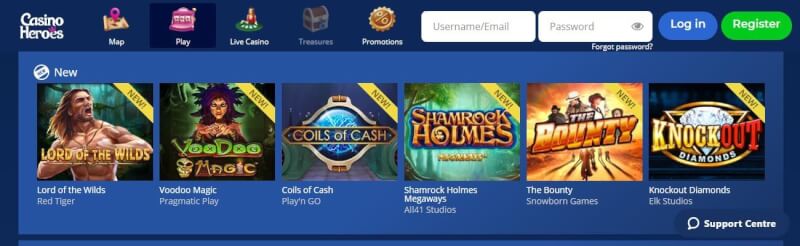 casino heroes homepage provides gambling games, أول إيداع إضافي وعروض ترويجية لشعار لاعبين جدد