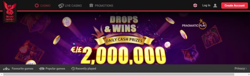 royal bunny homepage provides gambling games, الإيداع الأول الإضافي وحملات الشعار الجديد للاعبين