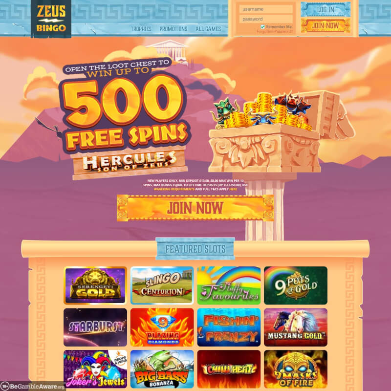 Zeus Bingo screenshot 1