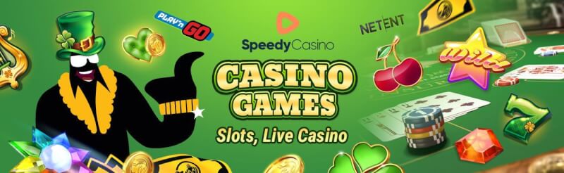 speedy casino offers different gambling games like slots, dining table games, لعبة ورق, roulette and live casino-logo