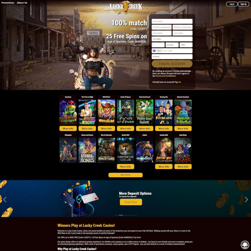Lucky Creek Casino screenshot 1