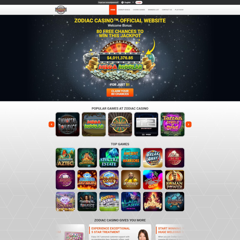 Zodiac Casino screenshot 1
