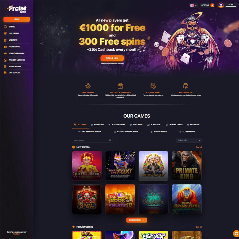 Praise Casino screenshot 1