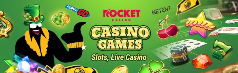 rocket casino offers different casino games like slot machines, ألعاب الكازينو الحية مثل لعبة ورق, القمار وشعار الروليت