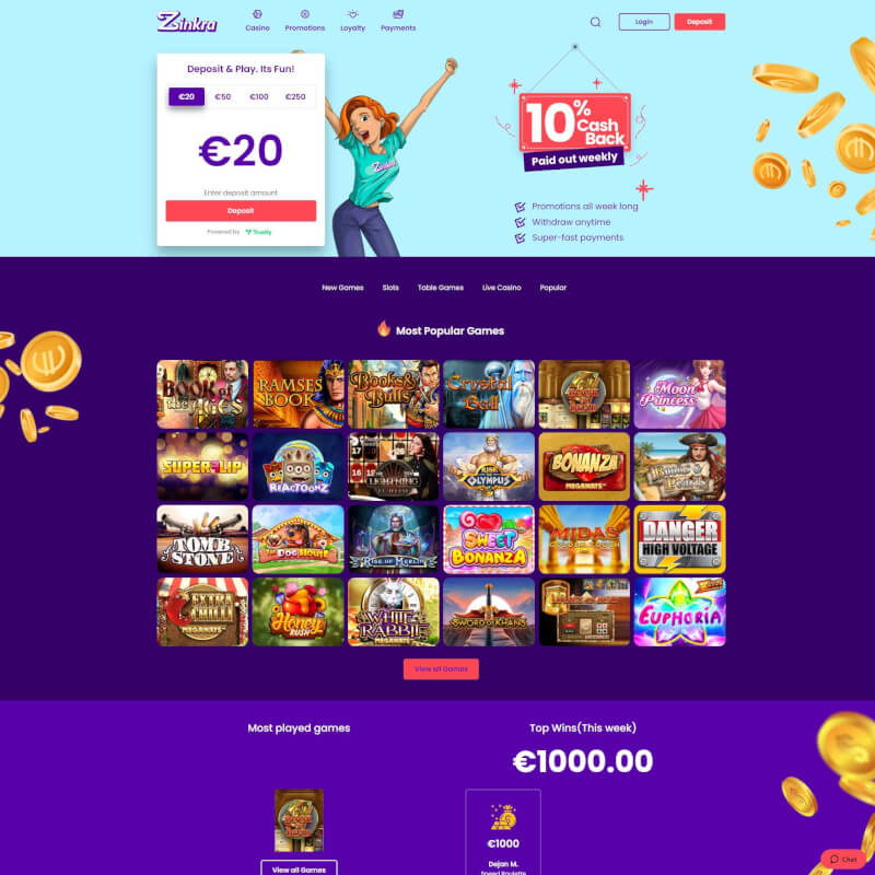 Zinkra Casino screenshot 1
