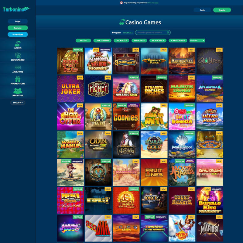 Turbonino Casino screenshot 2