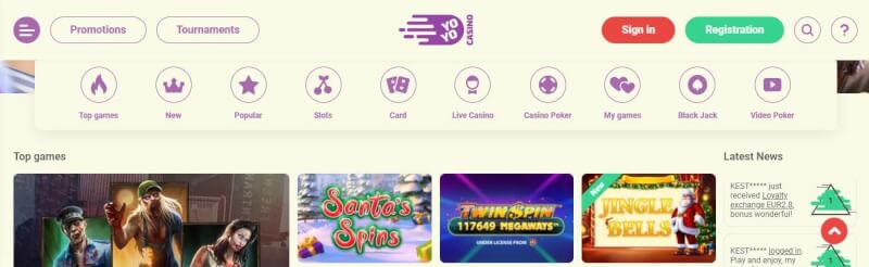 yoyo casino homepage provides gambling games and promotions for brand new players-logo