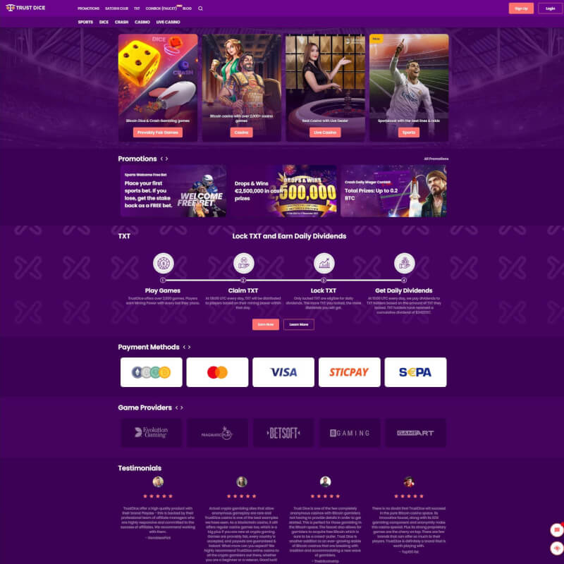 Trustdice Casino screenshot 1