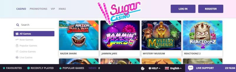 sugar casino website offers casino games, very first deposit bonus and offers for brand new players-logo