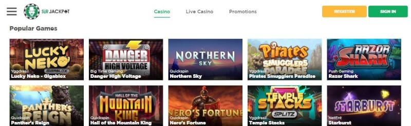 sir jackpot website provides casino games, أول إيداع إضافي وعروض لشعار لاعبين جدد