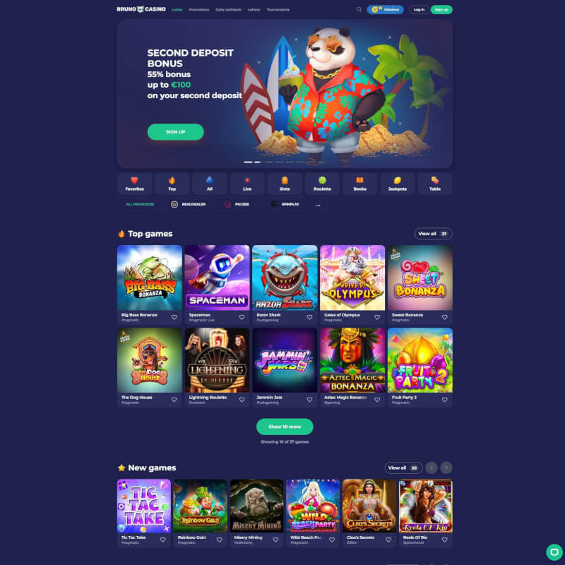 Bruno casino screenshot 1