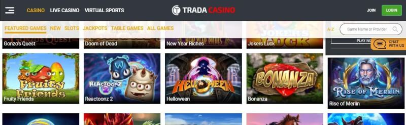 trada casino website provides casino games, الإيداع الأول الإضافي وحملات الشعار الجديد للاعبين