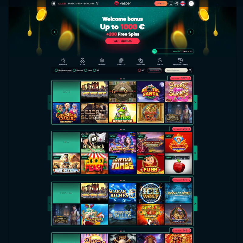 Vesper Casino screenshot 2