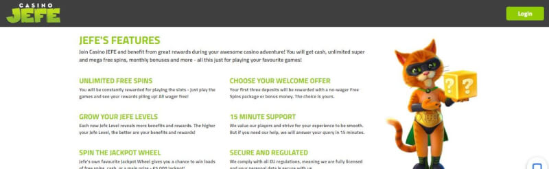 jefe casino homepage offers gambling games, أول مكافأة إيداع وحملات لشعار لاعبين جدد