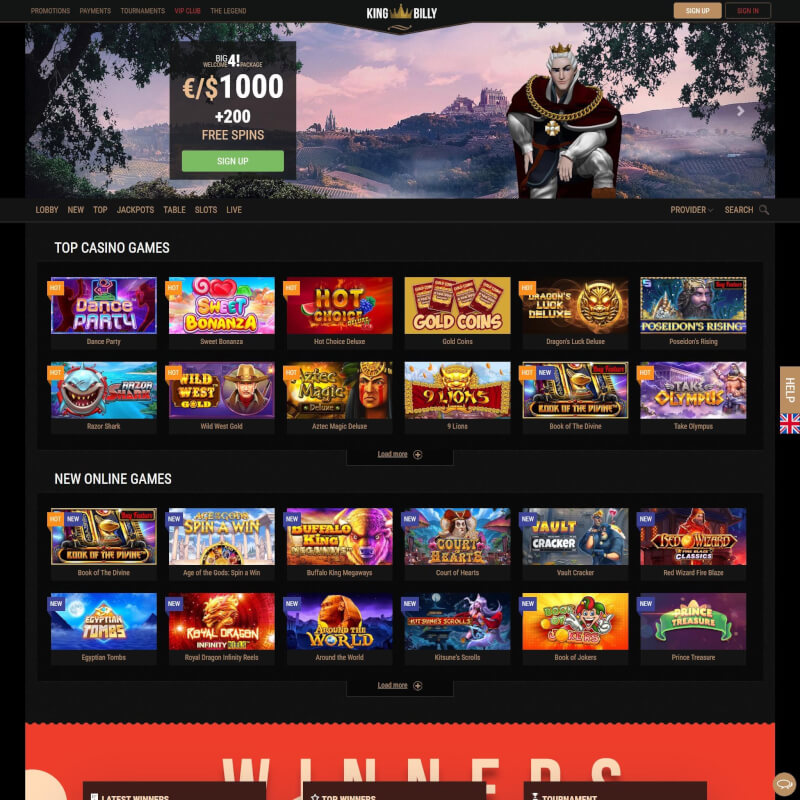 King Billy Casino screenshot 1