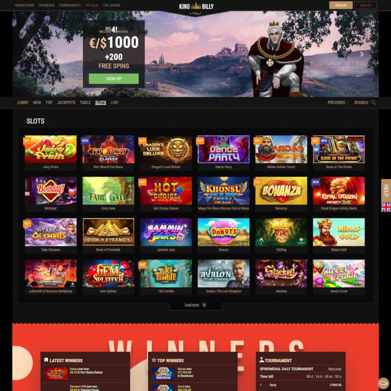 King Billy Casino screenshot 2