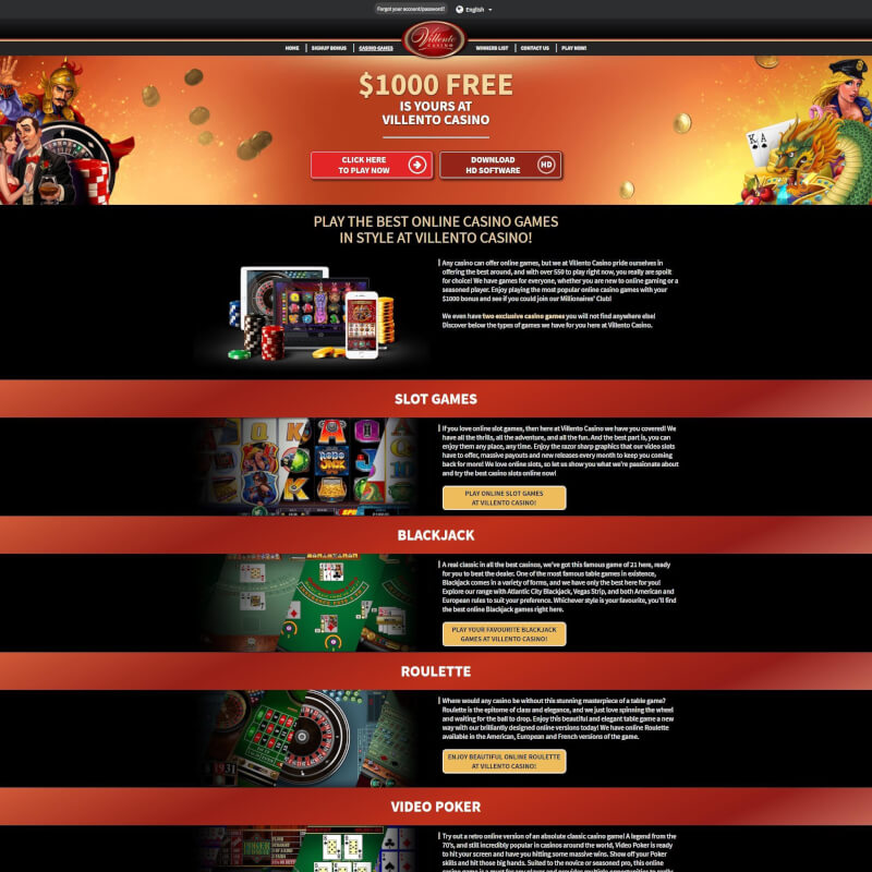 Villento Casino screenshot 2
