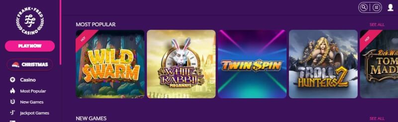 frank&fred homepage offers casino games, first deposit bonus and promotions for new players-logo