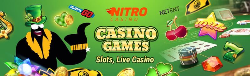 nitro casino provides different casino games like slot machines, ألعاب الكازينو الحية مثل لعبة ورق, القمار وشعار الروليت