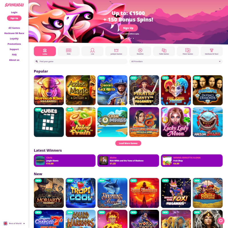 Spinurai Casino screenshot 1