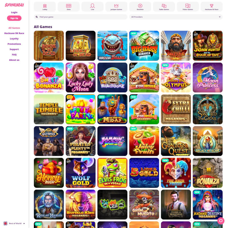 Spinurai Casino screenshot 2