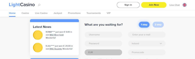 light casino website offers gambling games, مكافأة الإيداع الأولى والعروض الترويجية لشعار اللاعبين الجدد