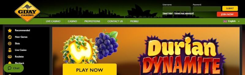 gday casino homepage offers casino games, very first deposit bonus and campaigns for new players-logo