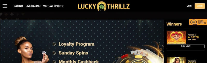 lucky thrillz website offers casino games, أول إيداع إضافي وحملات لشعار لاعبين جدد