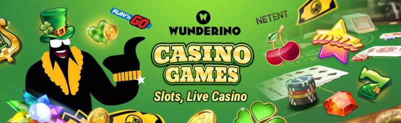 wunderino casino provides numerous gambling games like slot machines, real time casino through the best providers like netent and microgaming-logo