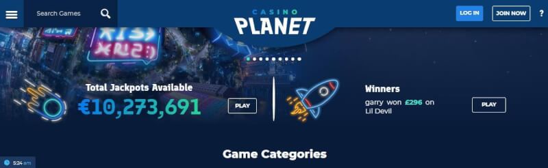 casino world lobby offers jackpot games, search games filter and offers for new players-logo