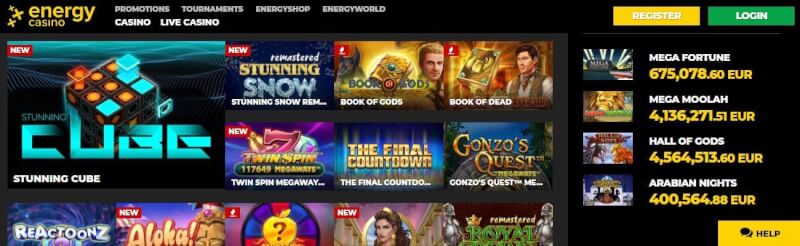energy casino website offers gambling games and promotions for new players-logo