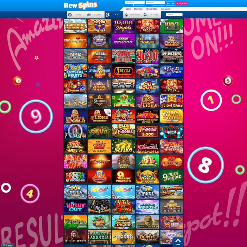 New Spins Casino screenshot 2