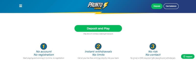 pronto casino lobby offers deposit and play casino-logo