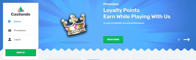 casilando website offers casino games, first deposit bonus and offers for new players-logo