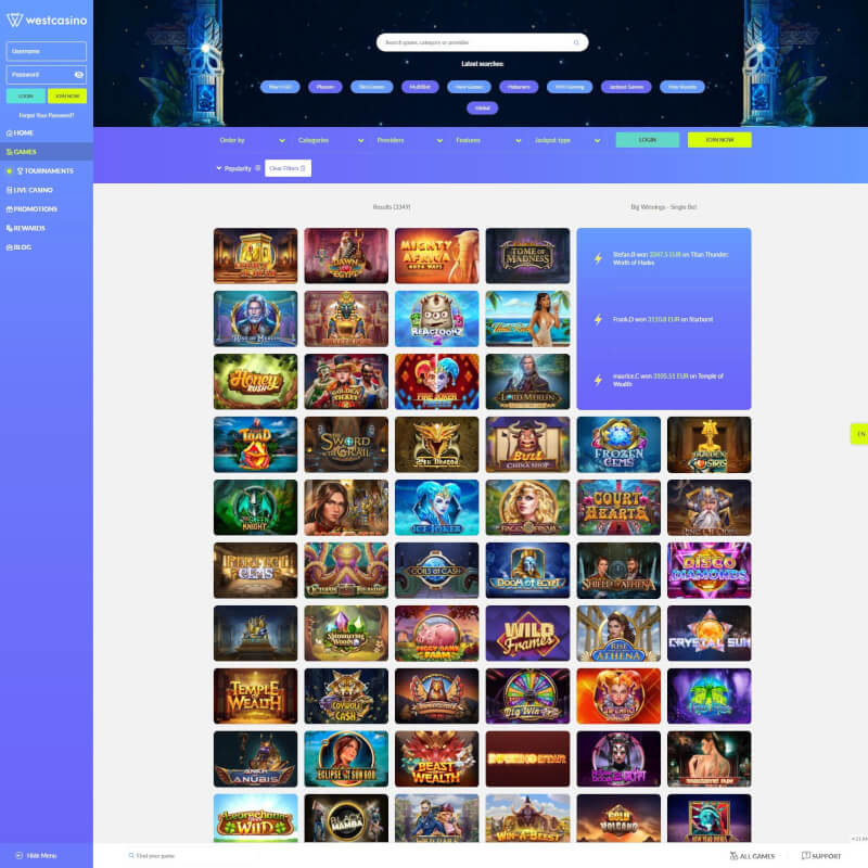 WestCasino screenshot 2