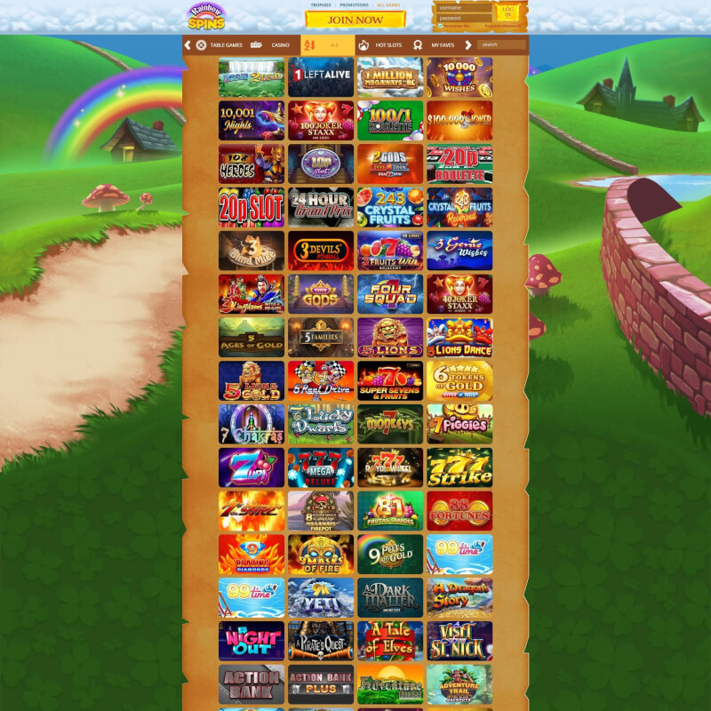 Rainbow Spins Casino screenshot 2