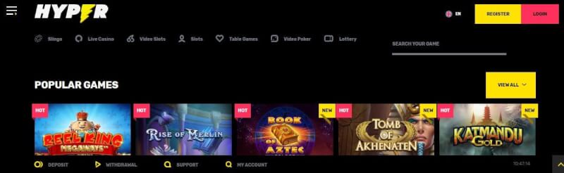 hyper casino website offers gambling games, أول إيداع إضافي وعروض ترويجية لشعار اللاعبين الجدد