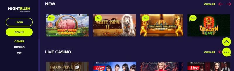 nightrush casino website offers gambling games, cashback bonus and campaigns for new players-logo