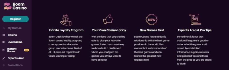 Boom Casino provides gambling games and stay casino + immediate bonus for brand new players-logo
