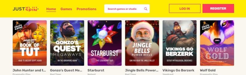 justspin website offers gambling games, مكافأة الإيداع الأول والعروض الترويجية لشعار اللاعبين الجدد