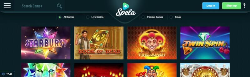 spela casino website provides gambling games, first deposit extra and promotions for new players-logo