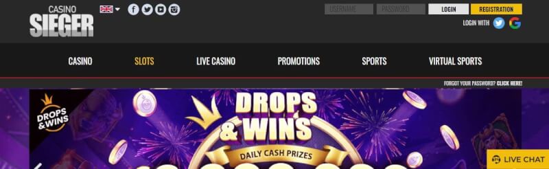 casino sieger website provides casino games, مكافأة الإيداع الأول وحملات شعار اللاعبين الجدد