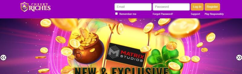 cheeky riches website offers casino games, مكافأة الإيداع الأول والترقيات لشعار اللاعبين الجدد