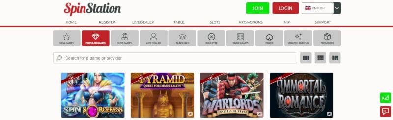 spin station homepage provides casino games, الإيداع الأول الإضافي وعروض شعار اللاعبين الجدد